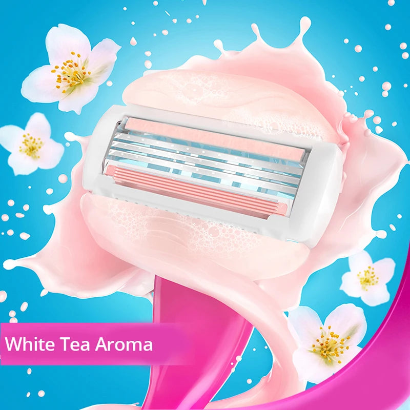 Gillette Venus Depilazione TÈ BIANCO Profumo Beauty Rasoio bianco per le donne Parti intime SPA Breeze Rosa