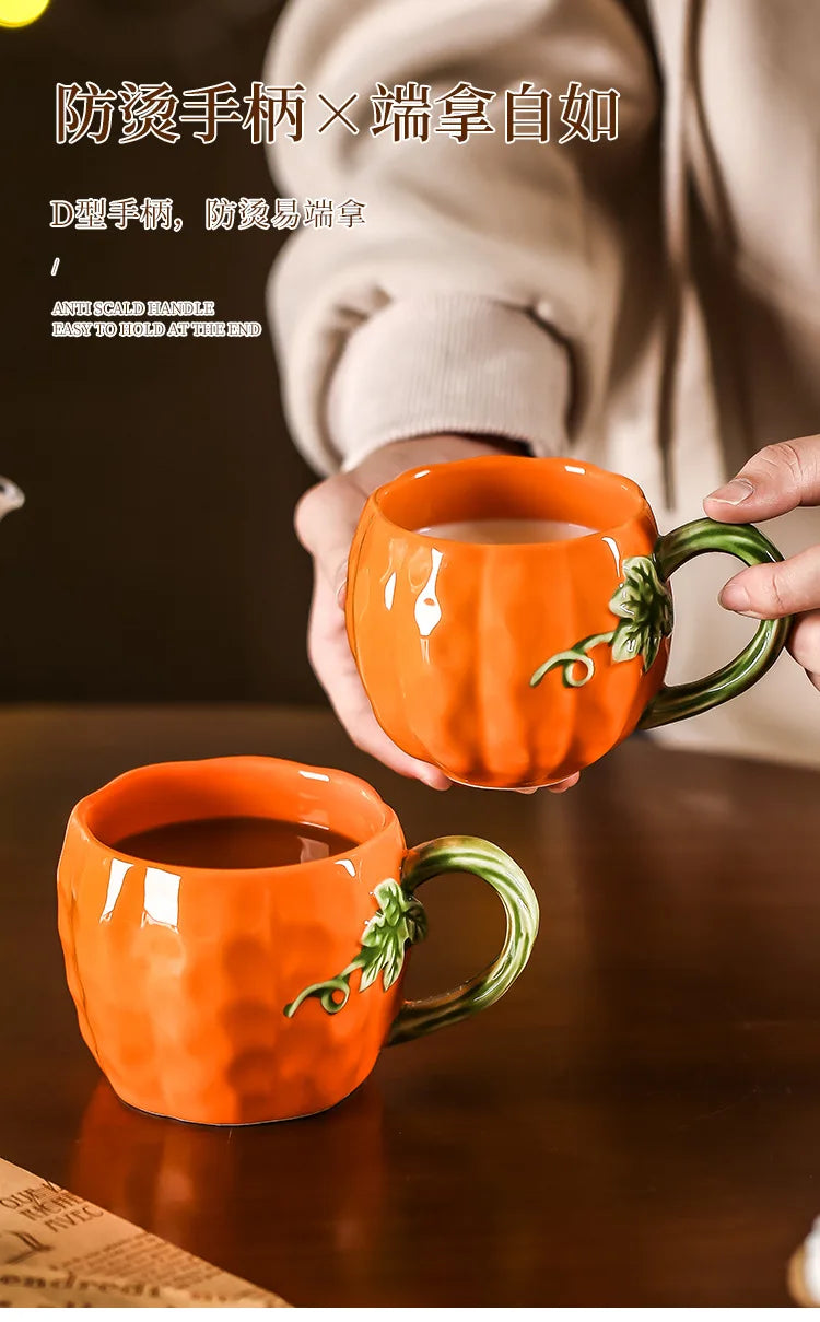 Tazza a Forma di Zucca Carina, Tazze Realistiche a Forma di Zucca, Stoviglie in Porcellana, Utensili per Bere, Tazze da Caffè, Tazze per il Tè Pomeridiano