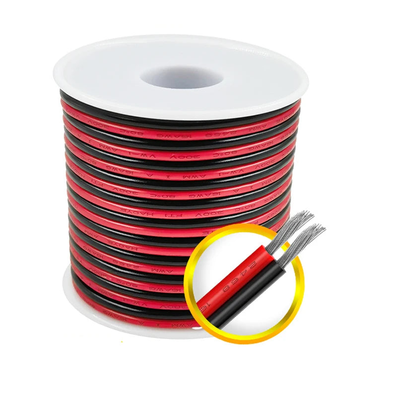 Cavo di collegamento rosso nero 12V Cavo piatto automobilistico a 2 pin Cavi di prolunga LED per campanello Lampada a nastro LED Altoparlanti per illuminazione a nastro