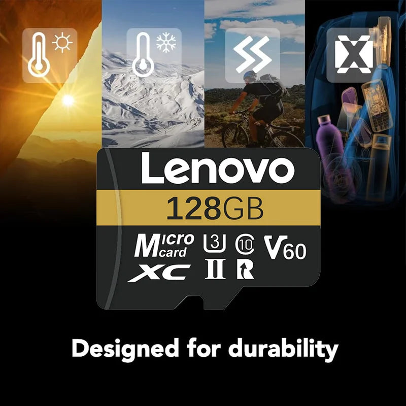 Scheda di memoria Lenovo ad alta velocità, 256 GB, 512 GB, classe 10, UHS-I, MicroSDXC, 1 TB, 128 GB, per droni DJI e fotocamere GoPro Hero, ideale per riprese in 4K.