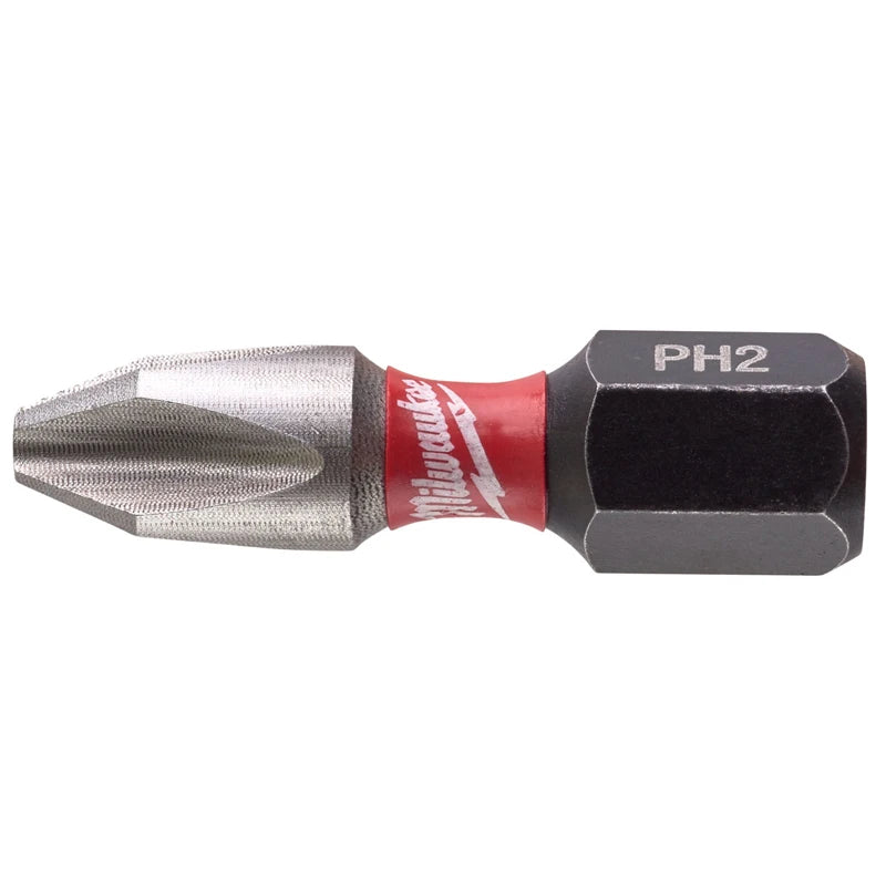 Milwaukee 4932430853 SHOCKWAVE PH2 25MM Punte per Avvitatore a Impatto, Confezione da 25 Pezzi, Accessori per Cacciavite Elettrico ad Alta Durezza 
