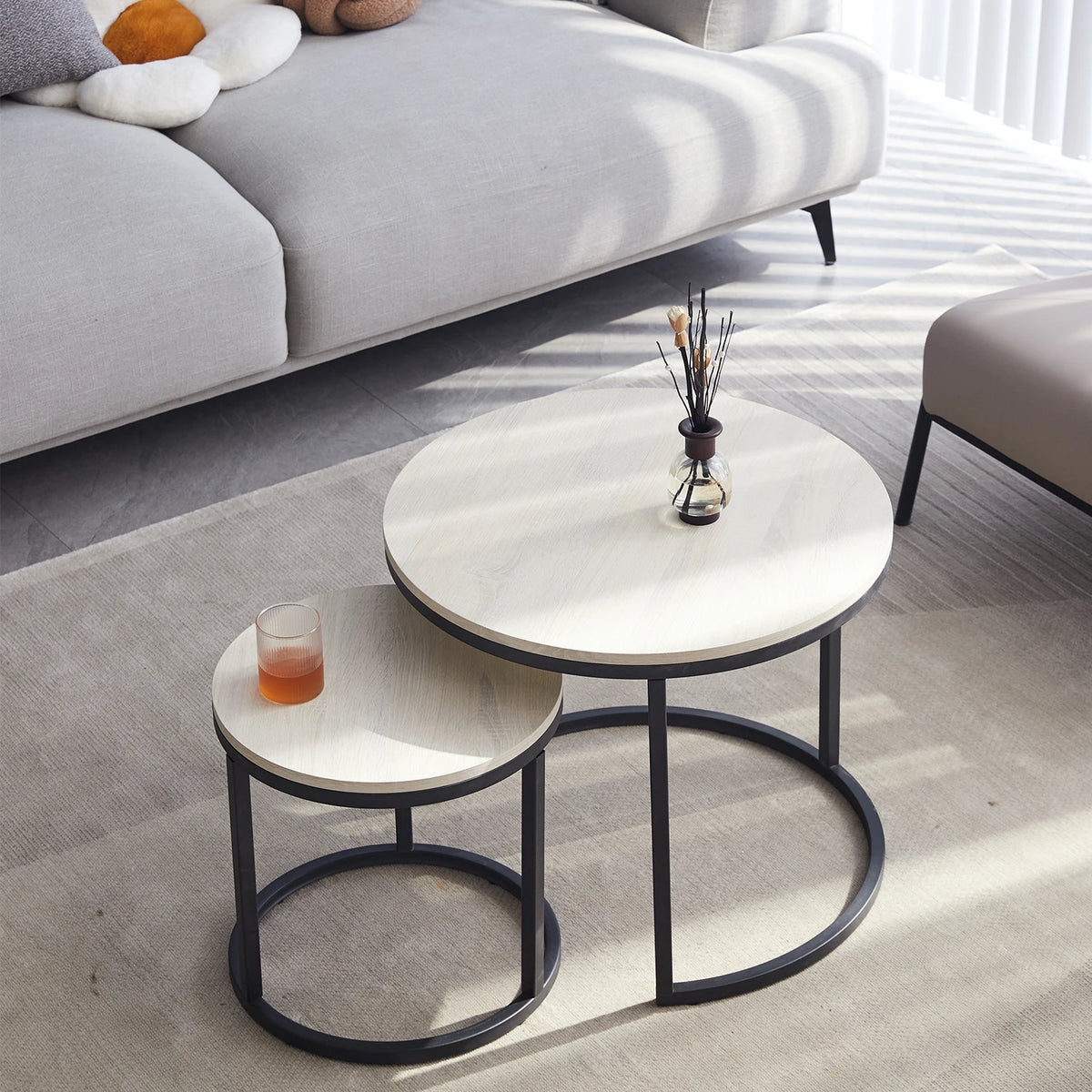 2 pezzi tavolino nordico 2 in 1 combinazione rotonda tavolo da tè per ufficio moderno e minimalista divano per la casa Ins tavolino soggiorno