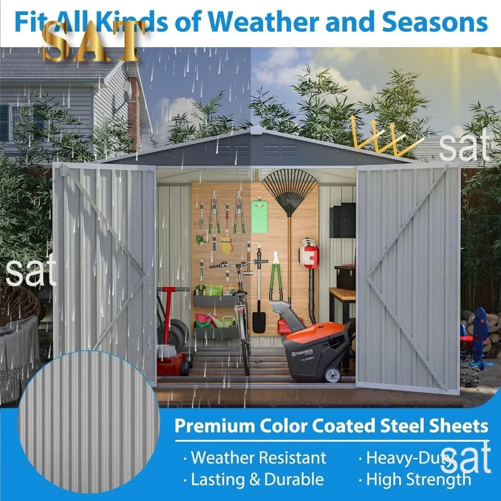 # # Per deposito esterno da capannone da 10 piedi x 8 piedi, kit capannone in metallo con porte e prese d'aria con serratura, capannone per attrezzi da giardino per cortile e *