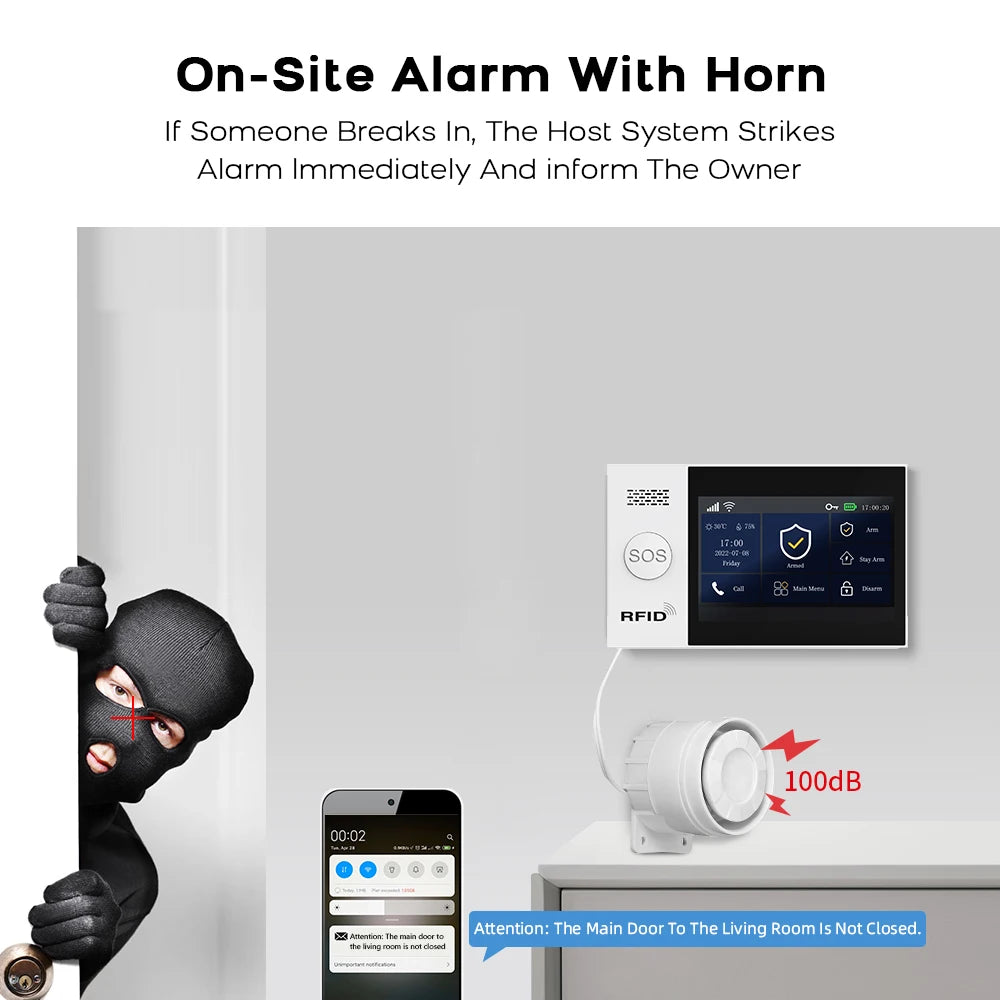 Sistema di allarme domestico wireless PGST, compatibile con Tuya, 4G/2G GSM WiFi, 433MHz, controllo da app, funziona con Alexa