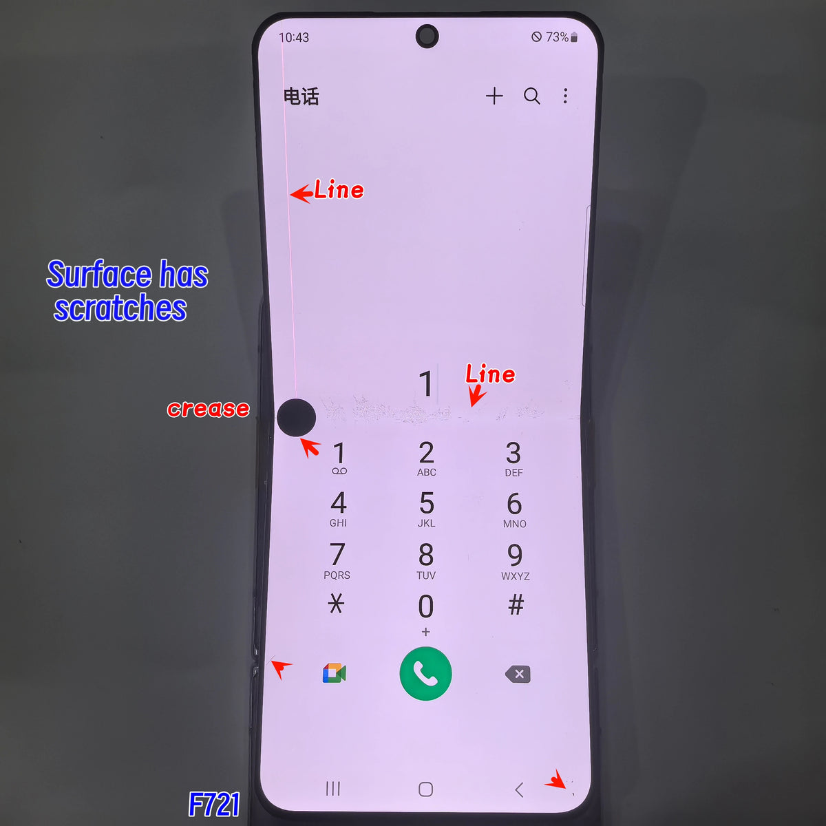 Display LCD Super AMOLED da 6.7'' 100% Testato per Samsung Z Flip 4 SM-F7210 F721 F721W F721U, Schermo Touch Sostitutivo Con Difetti