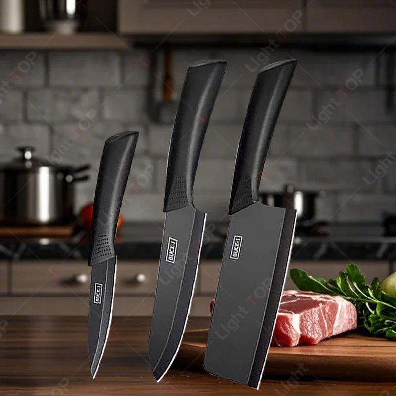WXCOO Set di 1-3 Coltelli da Chef con Copertura, Coltello da Cucina Giapponese in Acciaio Inox per Tagliare Frutta e Verdura