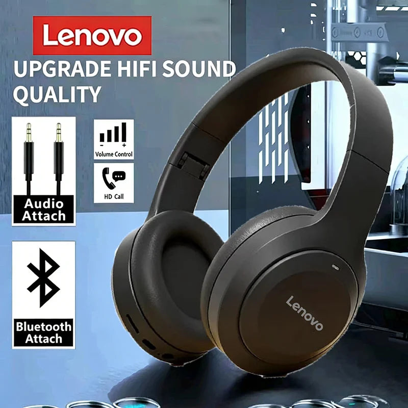 Auricolari Bluetooth wireless Lenovo Cuffie wireless pieghevoli per computer Cuffie da gioco con audio stereo Android e iOS