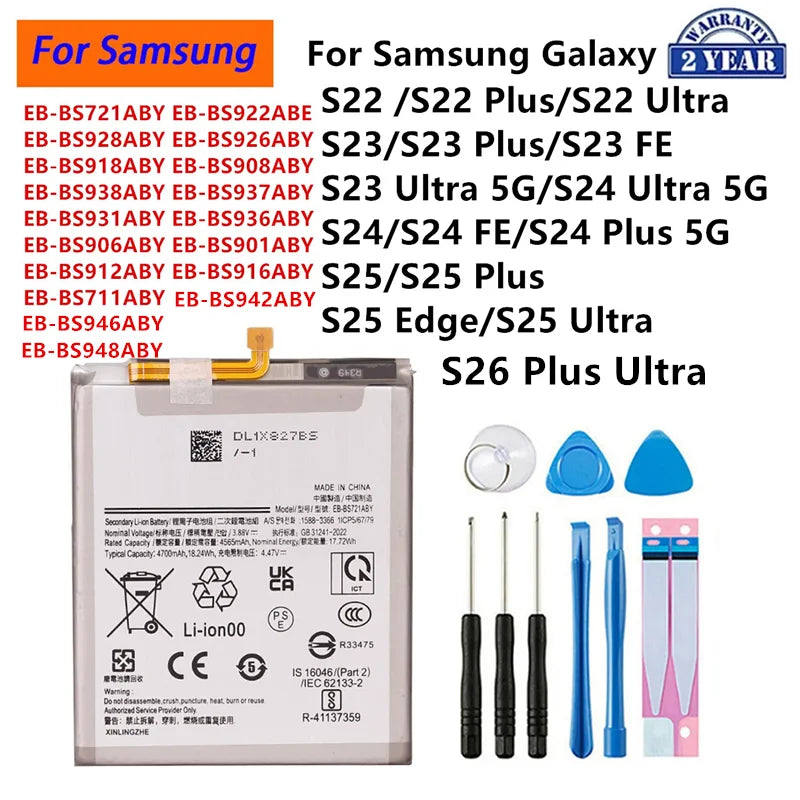 Batteria EB-BS901ABY EB-BS937ABY EB-BS721ABY EB-BS948ABY per Samsung Galaxy S22 S23 S24 S25 S26 Plus Ultra S24 FE S25 Edge