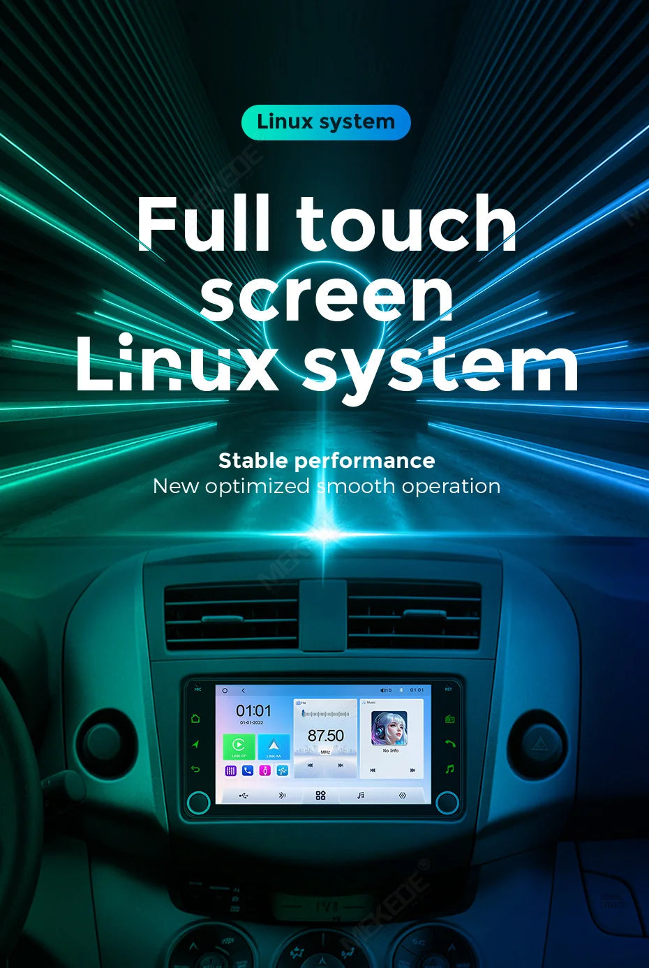 MEKED Autoradio Linux 7 Pollici con CarPlay Wireless e Android Auto per Toyota Yaris Corolla RAV4 Avensis Aygo Prius, Lettore Multimediale Universale 4K con Schermo per Telecamera Posteriore