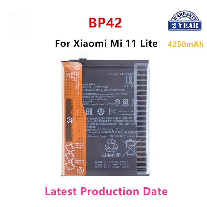 Batteria originale al 100% BP42 da 4250 mAh per Xiaomi Mi 11 Lite, batteria di ricambio di alta qualità per telefono + strumenti