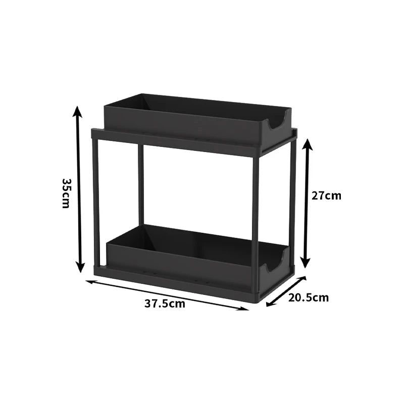 Nuovo Organizzatore Sottolavello a 2 Livelli, Ripiano Scorrevole Estraibile, Scaffale Multifunzione per Cucina e Bagno, Organizzatore Salvaspazio per Armadietti
