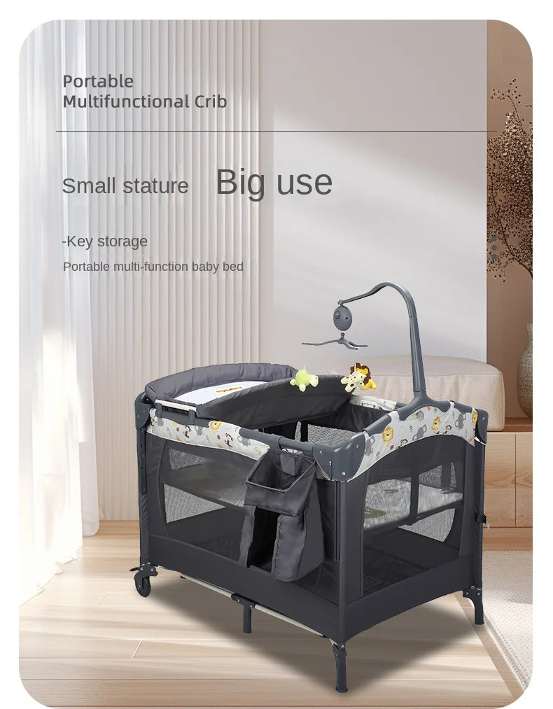 Culla per neonati 3 in 1, lettino da affiancare al letto, box portatile da viaggio con fasciatoio e giocattoli
