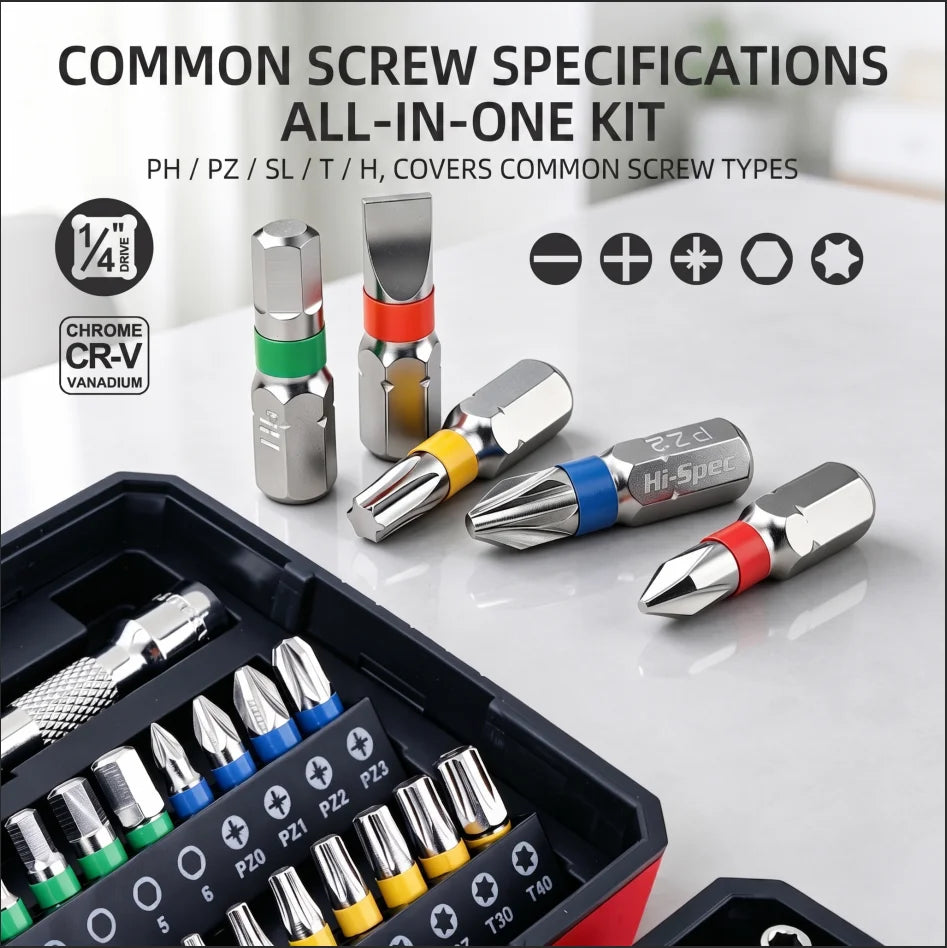 TINSOL Set di 45 Pezzi di Chiavi a Bussola con Cricchetto da 1/4 di Pollice, 72 Denti, CR-V, Punte Magnetiche, Kit di Riparazione per Auto e Casa con Valigetta