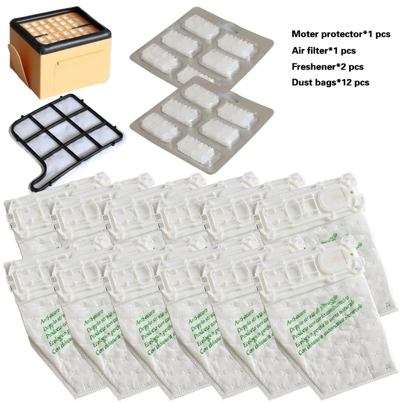Set Multipli di Filtri HEPA, Filtro di Protezione Motore, Deodorante, Sacchetti per la Polvere per Aspirapolvere Folletto Vorwerk Kobold VK135 VK136 VK369