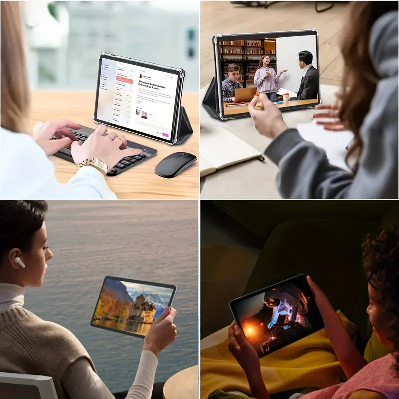 KOOMDIGI T30 PRO Tablet PC 2-in-1 da 10,1 pollici, Android, 6GB RAM, 128GB ROM, 4G LTE, WiFi 2.4G+5G, doppia fotocamera 5MP+13MP con custodia rosa, penna stilo, tastiera e mouse
