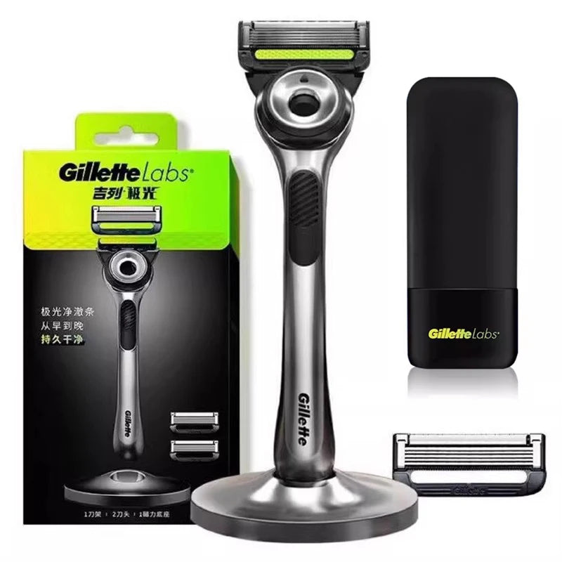 Gillette Labs Razor Aurora Series Flexdisc Rasoio da barba con lama a induzione a 5 strati per uomo con supporto