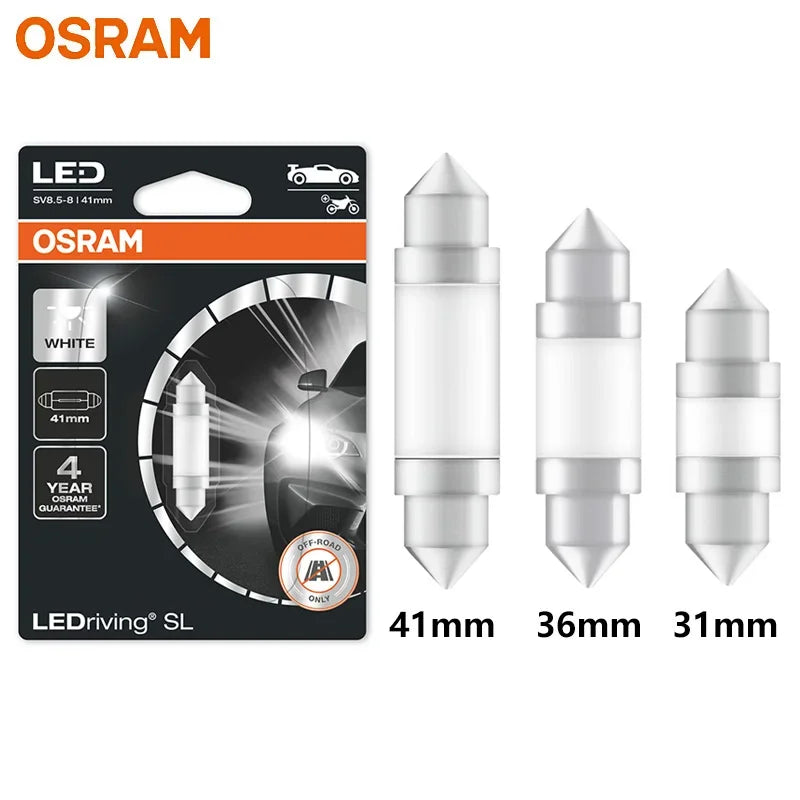 OSRAM LED Festoon 31mm 36mm 41mm C5W Fest LEDriving SL Advance Car 6000K Lampada a luce bianca Porta interna Lettura Lampadina targa