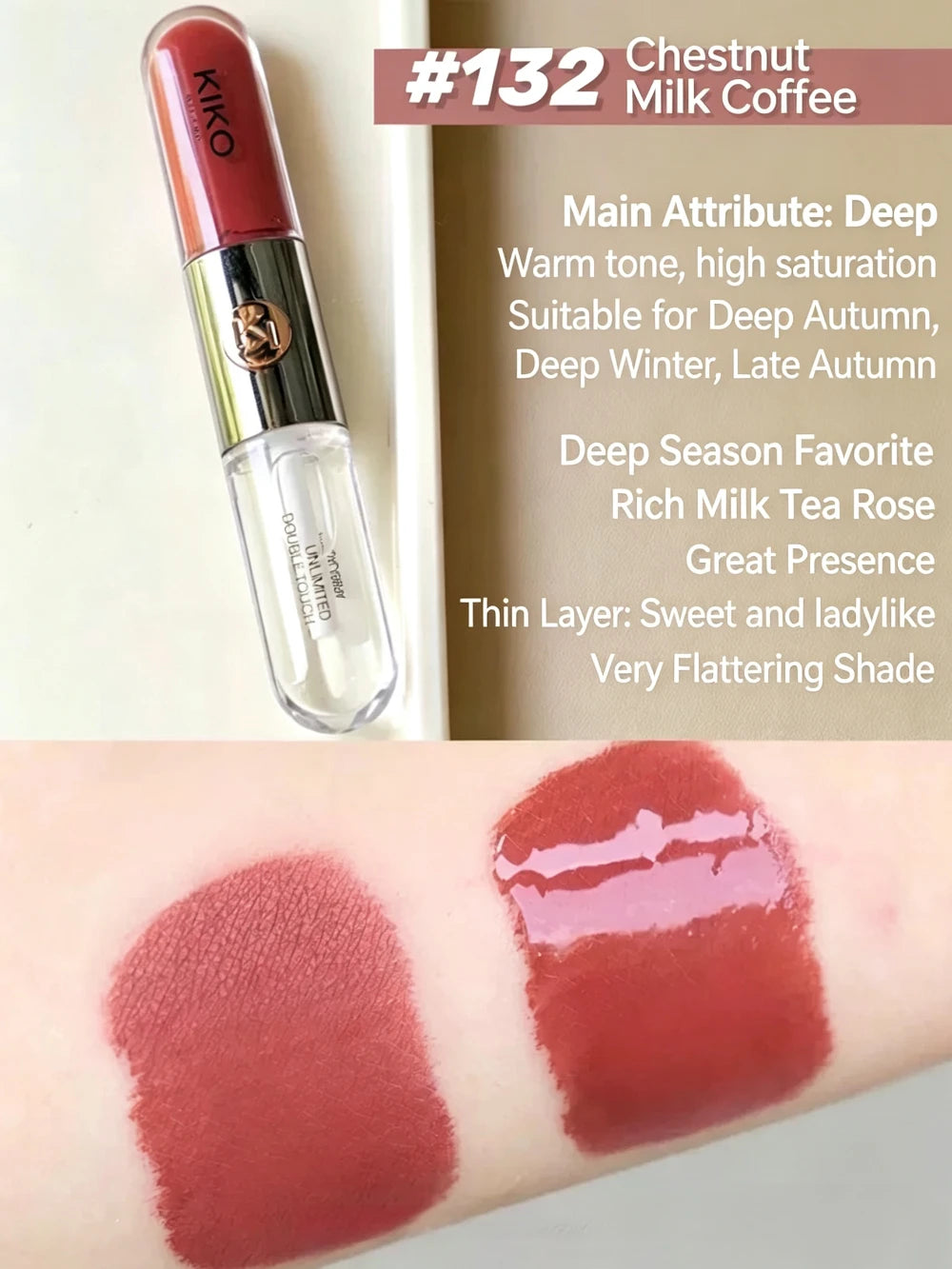 KIKO Matte Fusion Pressed Powder e Double Touch Lip Gloss 2 in 1 Set Trucco Viso e Labbra a Lunga Durata con Controllo dell'Olio, Specchio e Spugnetta