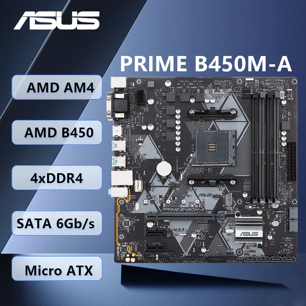 Scheda madre PRIME B450M-A AMD B450 AM4 supporta CPU Ryzen 5 5600X 5500 7 5800X 5800X3D 3 3300X 2200G 9 5900X DDR4 M.2 MATX