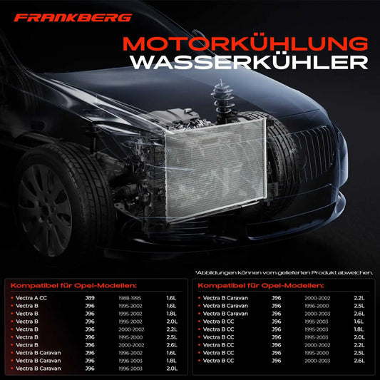 Radiatore acqua motore Frankberg 1x per Opel Vectra A B CC Caravan 63077A 52464524 1300160 1300221 1300180 24402888