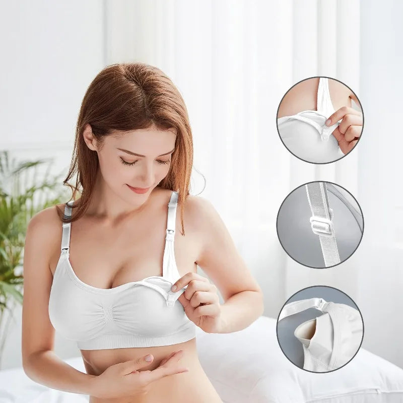 Reggiseni morbidi per l'allattamento per donne, comodi reggiseni premaman senza cuciture con clip di facile accesso, per gravidanza e post-parto