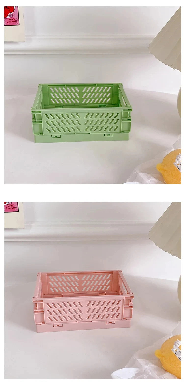 Cestini portaoggetti organizzativi a 6 colori Custodia pieghevole per studenti Cestino da tavolo Nastro per cancelleria Contenitore pieghevole in plastica