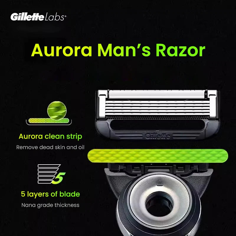 Lame di ricambio Gillette Labs Aurora Series, lamina ultra sottile a 5 strati, 4 pezzi per rasoio Gillette Labs