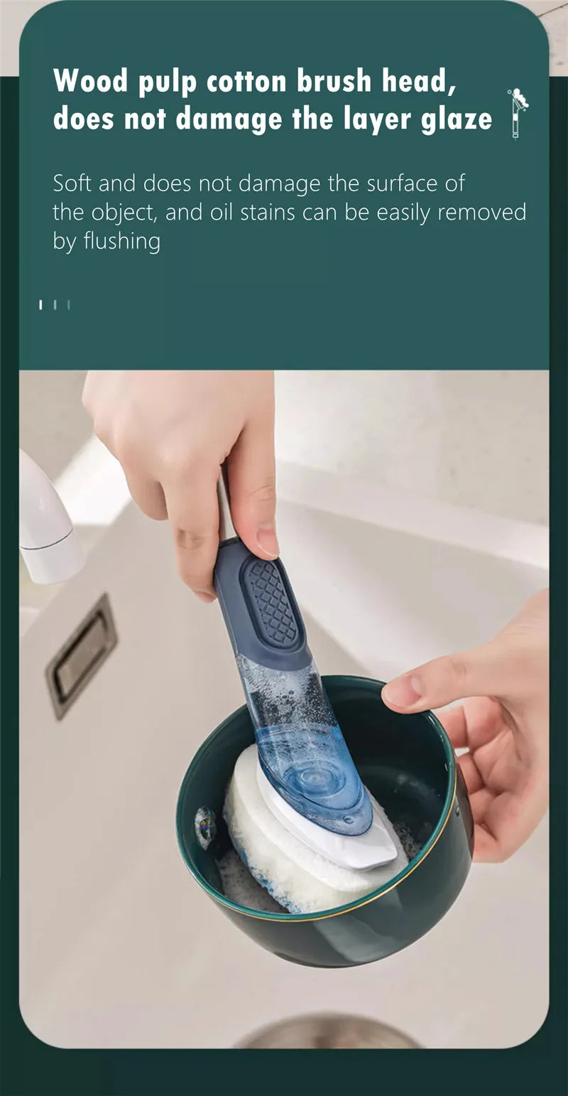 Strumenti per la pulizia della cucina Manico lungo Spazzola per piatti Dispenser di sapone liquido Detergente Spazzola per piatti Spugna per piatti Salviette per lavare i piatti