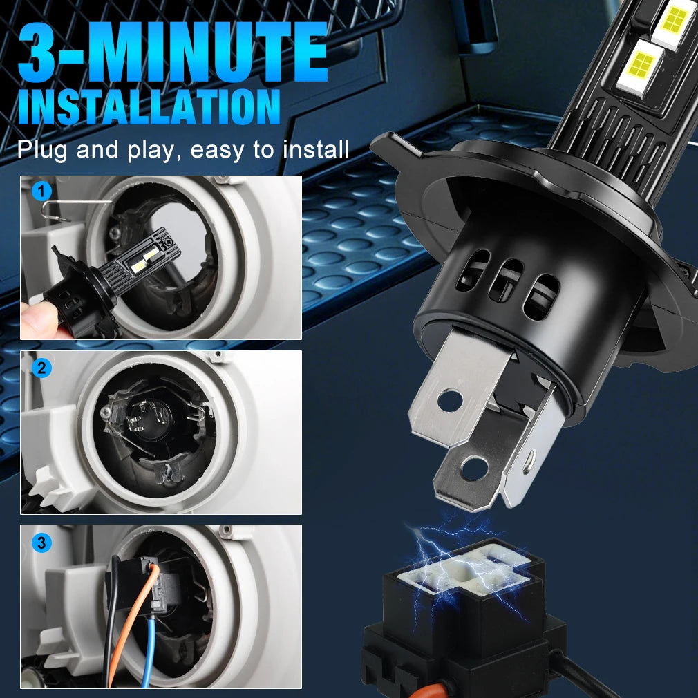 Fari LED XSTORM H4 Canbus, Lampadine LED H7 per Fendinebbia, 100W 30000LM, Lampadine LED 9005 H11 per Auto, Lampade a Diodi Turbo 12V