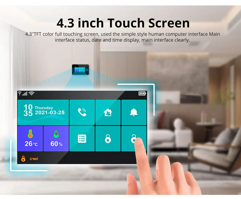 KERUI 2G WIFI GSM Sistema di Allarme Domestico Set Touch Screen da 4.3 pollici Sistema di Allarme di Sicurezza Tuya Smart App Alexa per la Casa Antifurto