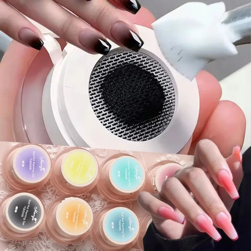 Gel Polish Cushion Effetto Ombre 5ml Nero Bianco Pesca, Gel per Nail Art French, Gel Sfumato UV/LED per Unghie