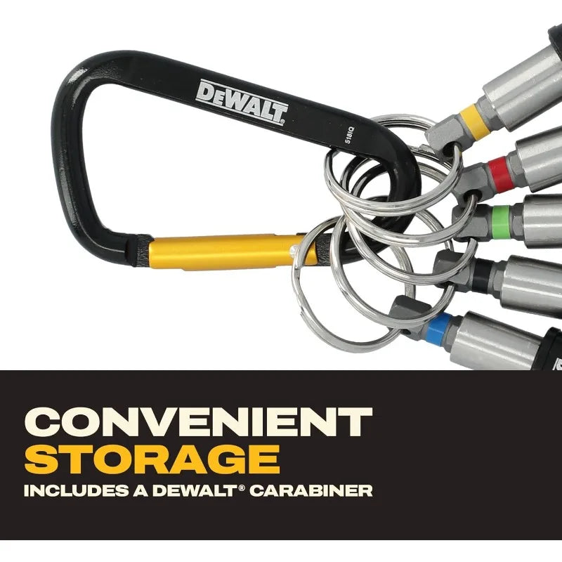 Set di Portabiti a Portachiavi DEWALT, Attacco Esagonale da 1/4'', Portabiti in Metallo Autobloccante Durevole, DWAFHLDKC5