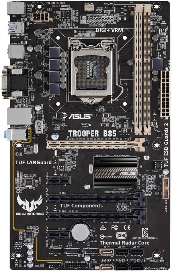 Scheda madre ASUS TROOPER B85, compatibile con CPU I3-4130, I3-4360, I5-4670, I7-4771, 2 slot DDR3, 16 GB, PCI-E 3.0, formato ATX, scheda madre B85.