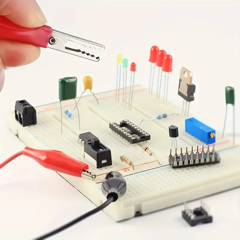 Set da 10 Pezzi di Clip a Coccodrillo per Test Elettrici Fai-da-Te, Clip a Doppia Estremità, Cavi di Collegamento da 46CM
