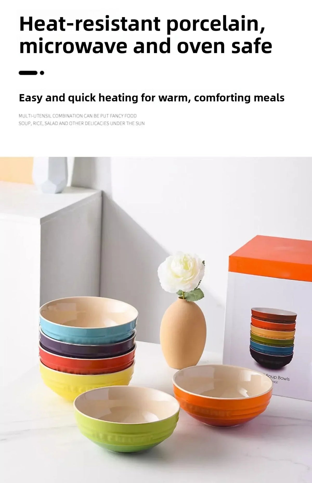 Set di ciotole per dessert colorate Le Creuset, stoviglie in ceramica, ciotola per riso, ciotola per zuppa, set regalo in confezione regalo, forma rotonda di lusso, per uso adulto