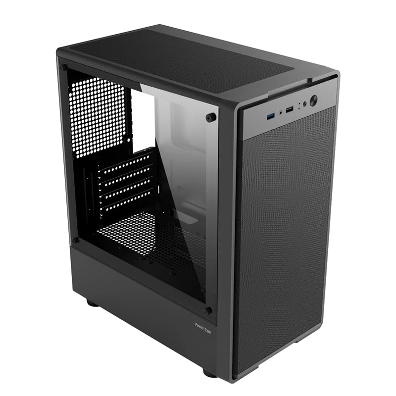 Case PC Power Train Flying MATX Mini-ITX con Alimentatore SFX/ATX, Chassis Desktop Portatile con Porta USB e Pannello in Rete Metallica