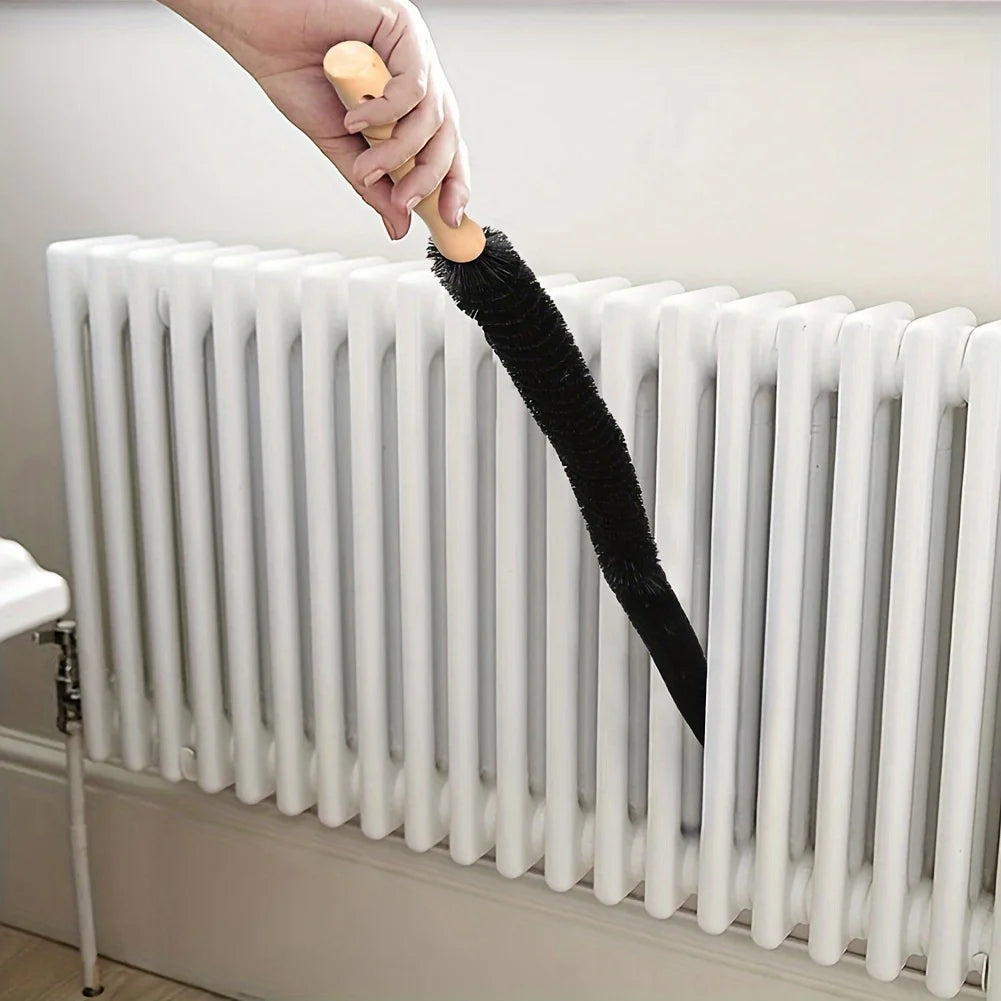 Spazzola multiuso per la pulizia del radiatore da 1 pezzo con manico in legno e setole in nylon: efficiente rimozione della polvere e della lanugine per prese d'aria