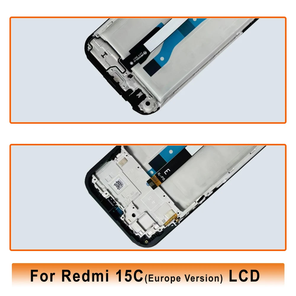 LCD nuovo al 100% testato per Xiaomi Redmi 15C versione europea, gruppo digitalizzatore touch screen LCD con telaio, parti di ricambio per riparazione.