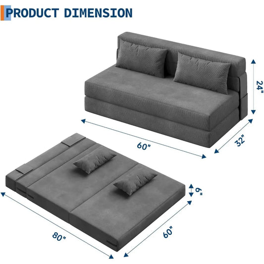 Garvee Divano Letto Pieghevole 4-in-1 Convertibile, Divano Multifunzionale con Trapuntatura a Bottoni e Cuscino, Divano Pieghevole per Soggiorno, Camera da Letto e Camera degli Ospiti