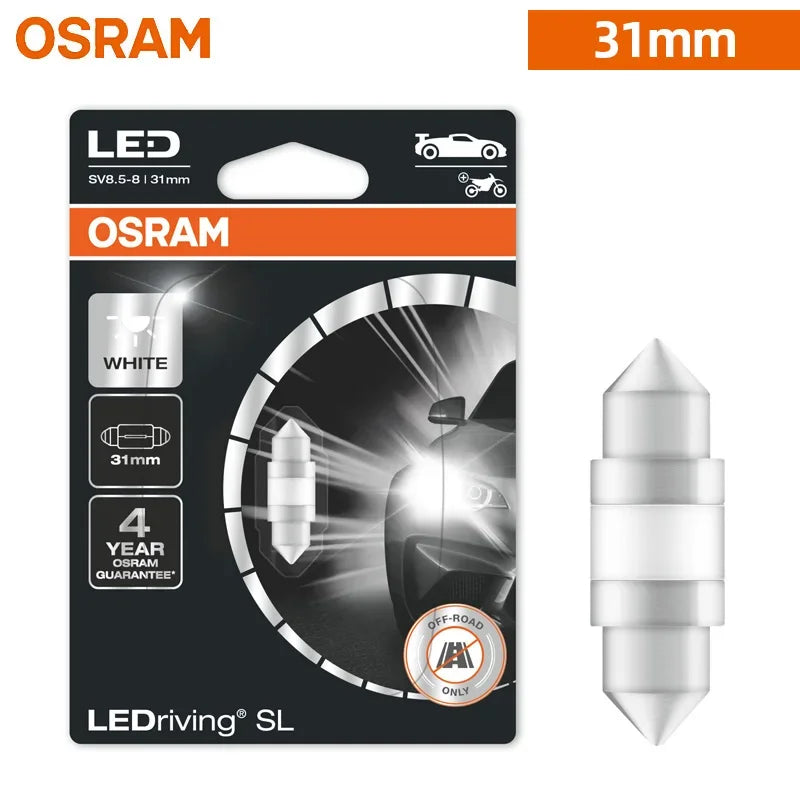 OSRAM LED Festoon 31mm 36mm 41mm C5W Fest LEDriving SL Advance Car 6000K Lampada a luce bianca Porta interna Lettura Lampadina targa
