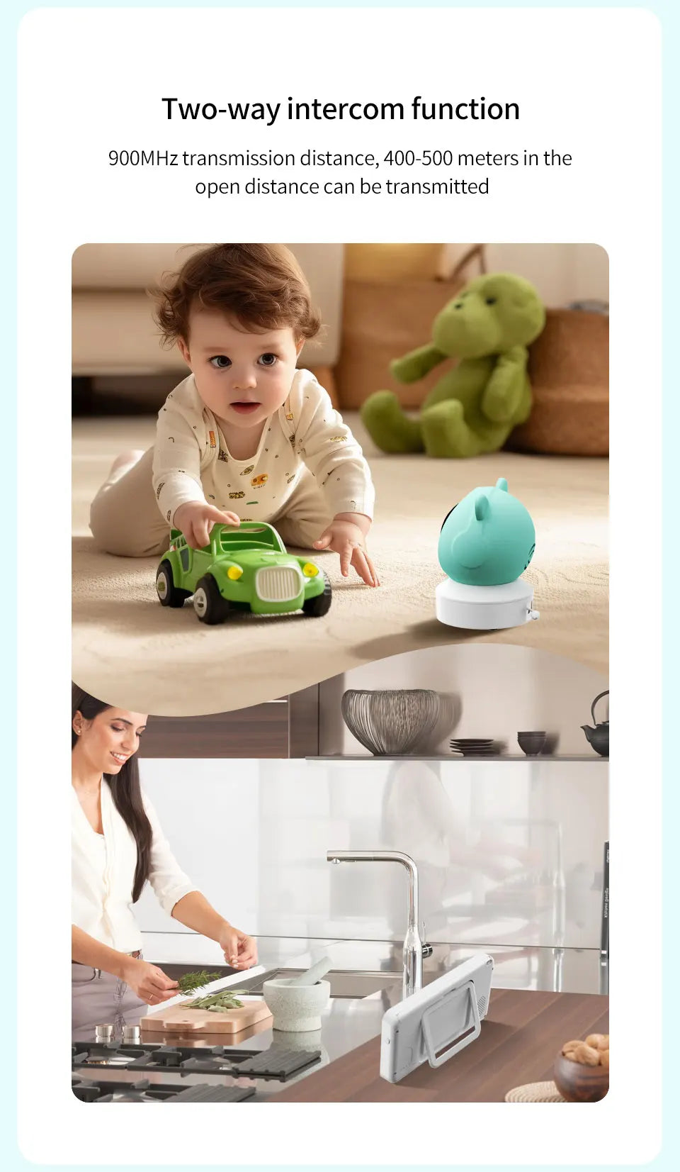Danmini 2.4G 5 pollici Baby Monitor Tuya App Telecomando 1080P Videocamera Video Citofono bidirezionale Rilevazione movimento Monitor wireless
