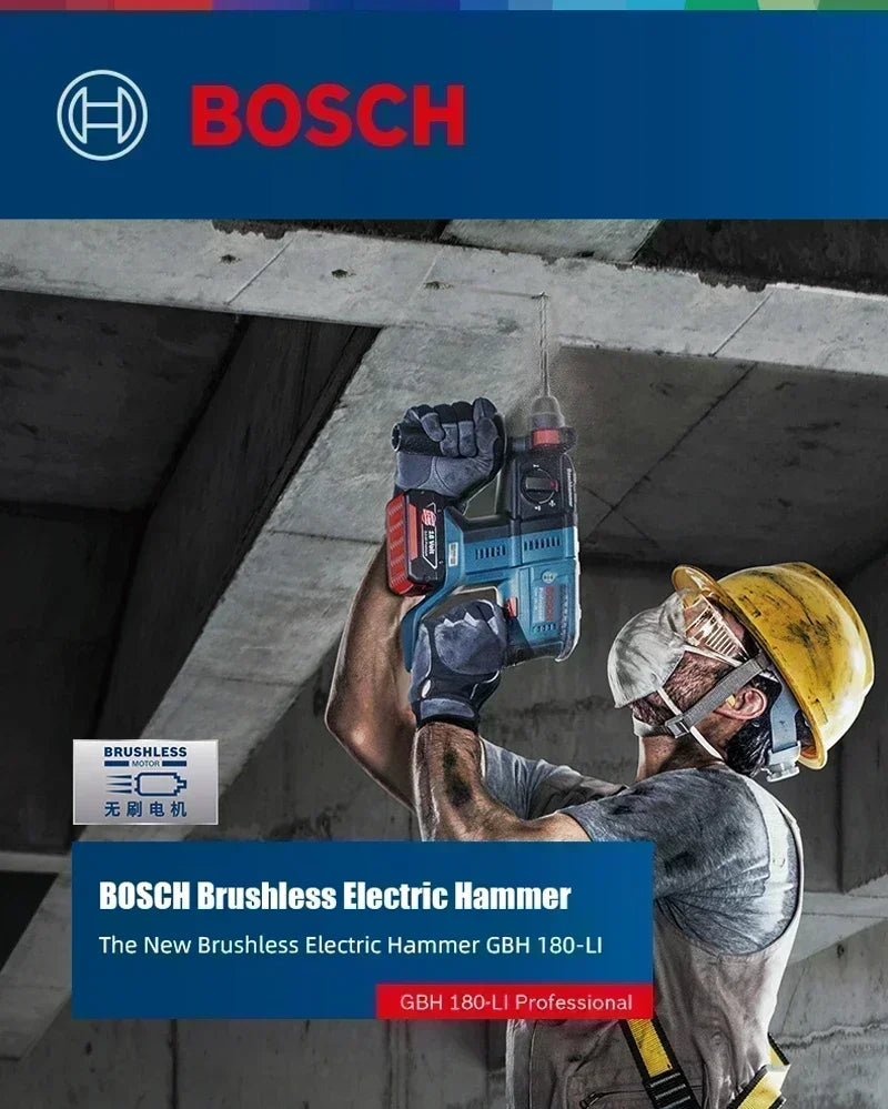BOSCH GBH180‑LI 18V Martello Perforatore Rotativo Brushless SDS‑Plus Multifunzione Senza Fili per Calcestruzzo