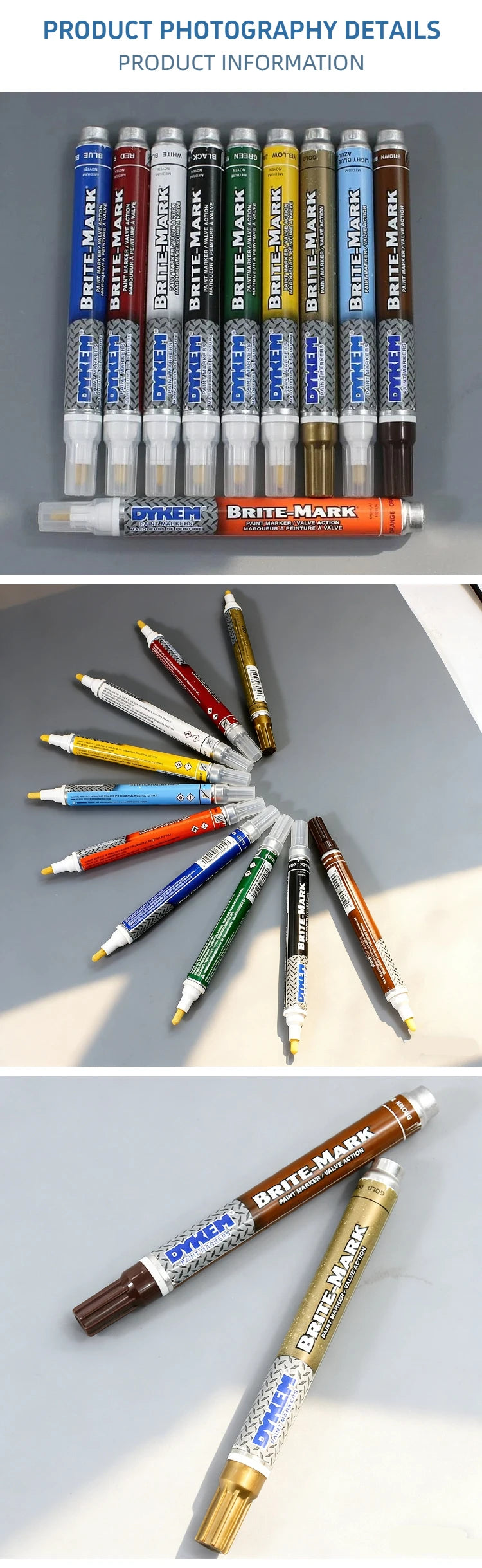 DYKEM BRITE-MARK Pennarello Permanente Medio, Penna Industriale a Rapida Asciugatura per Metallo, Plastica, Gomma, Vetro, Legno