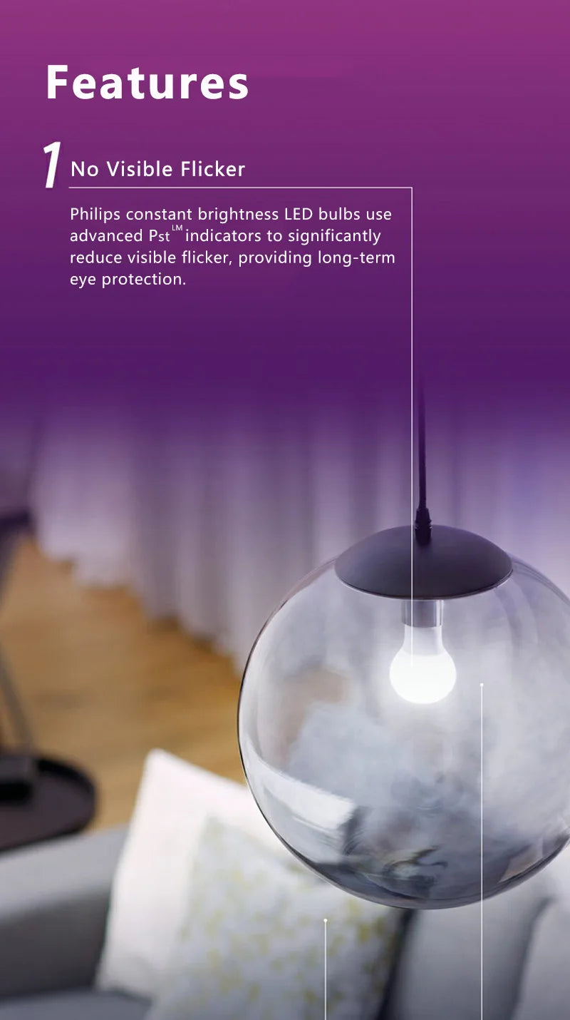 Philips MyCare LED E27 Lampadina a sfera 8W 10W 12W Risparmio energetico 3000K 6500k Luce bianca comfort 220V-240V AC Lampada domestica a LED originale