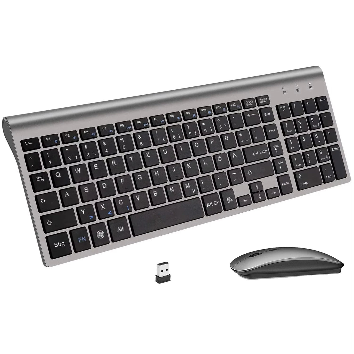 Tastiera e mouse tedeschi wireless QWERTZ combinati set di tasti a forbice compatto silenzioso ultra sottile 2.4G per PC portatile tv box