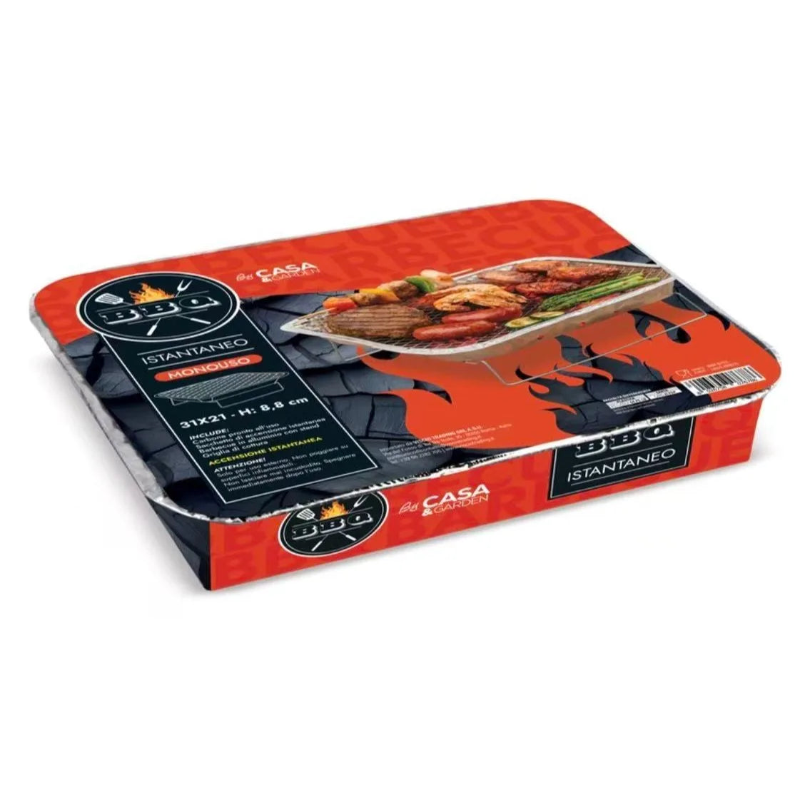 2 CONFEZIONI BARBECUE A CARBOLE ISTANTANEO CM31X21X5 USAE GETTA-CARBONE Monouso Istantaneo con Griglia in Metallo, Carbone Vegetale ad Accensione Rapida, BBQ Portatile per Campeggio, Picnic e Spiaggia, Uso Esterno