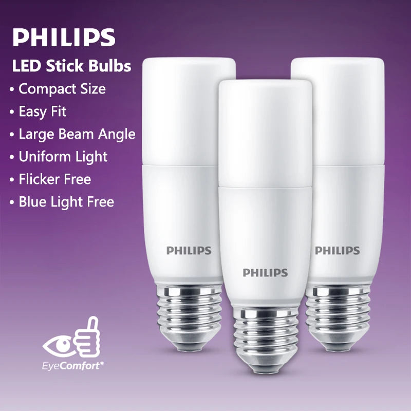 Philips LED Stick E27 Lampadine MyCare 5.5W 7.5W 9.5W Luce interna 220-240V 4000K 6500K Lampadina EyeComfort bianca No Glare, 1x