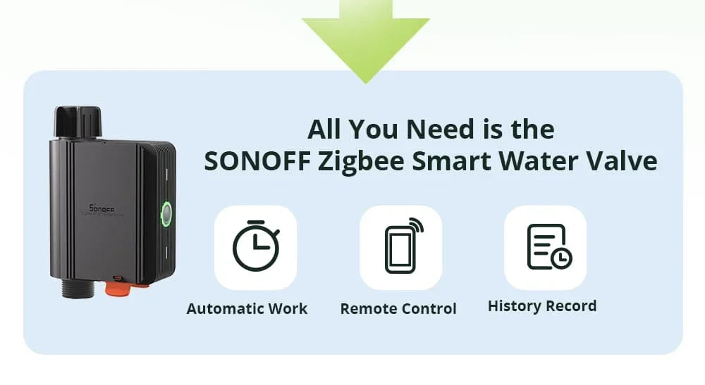 SONOFF SWV SONOFF Valvola dell'Acqua SWV-BSP ZIGBEE, Sistema di Controllo Irrigazione Intelligente, Timer, Controllo Vocale tramite App Google Eweli