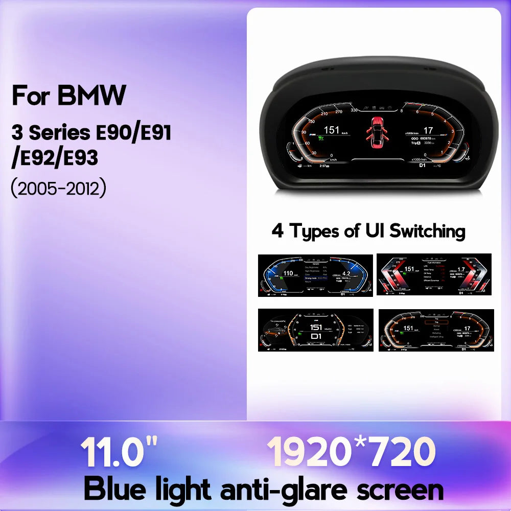 MEKEDE 11 Pollici LCD Digitale Intelligente Cruscotto Luce Blu Schermo Antiriflesso Per BMW Serie 3 E90 E91 E92 2005-2012 Tachimetro