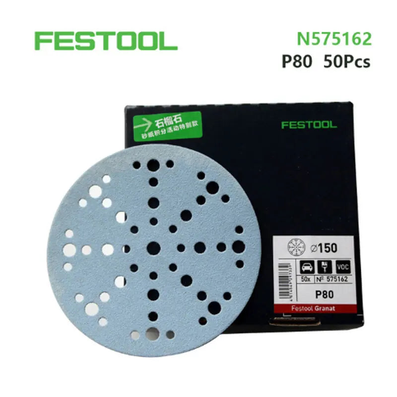 10 PZ Originale Tedesco FESTOOL Azzurro Granato Carta Vetrata Secca 6 48 Fori Circolare Abrasivo Automotive Falegname